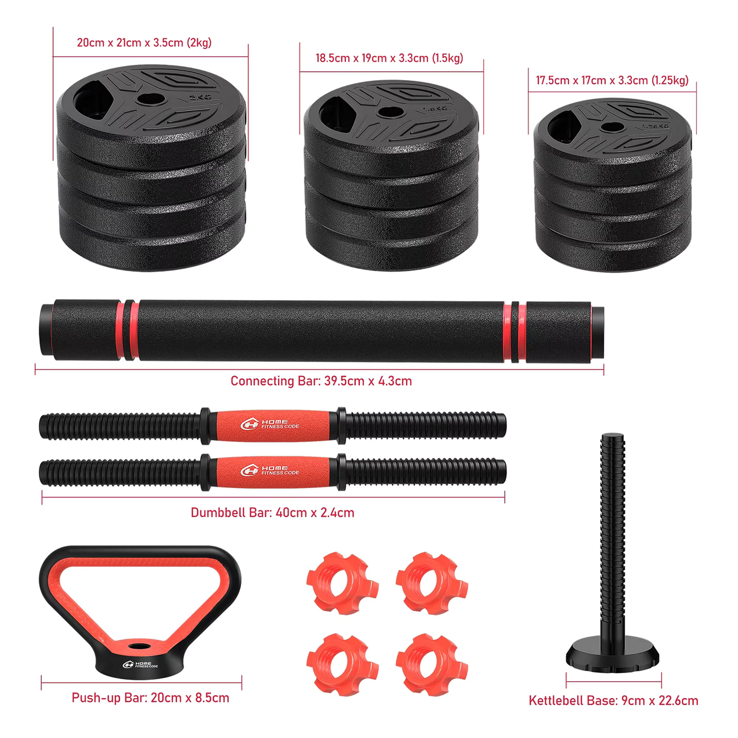 Home gym equipment set