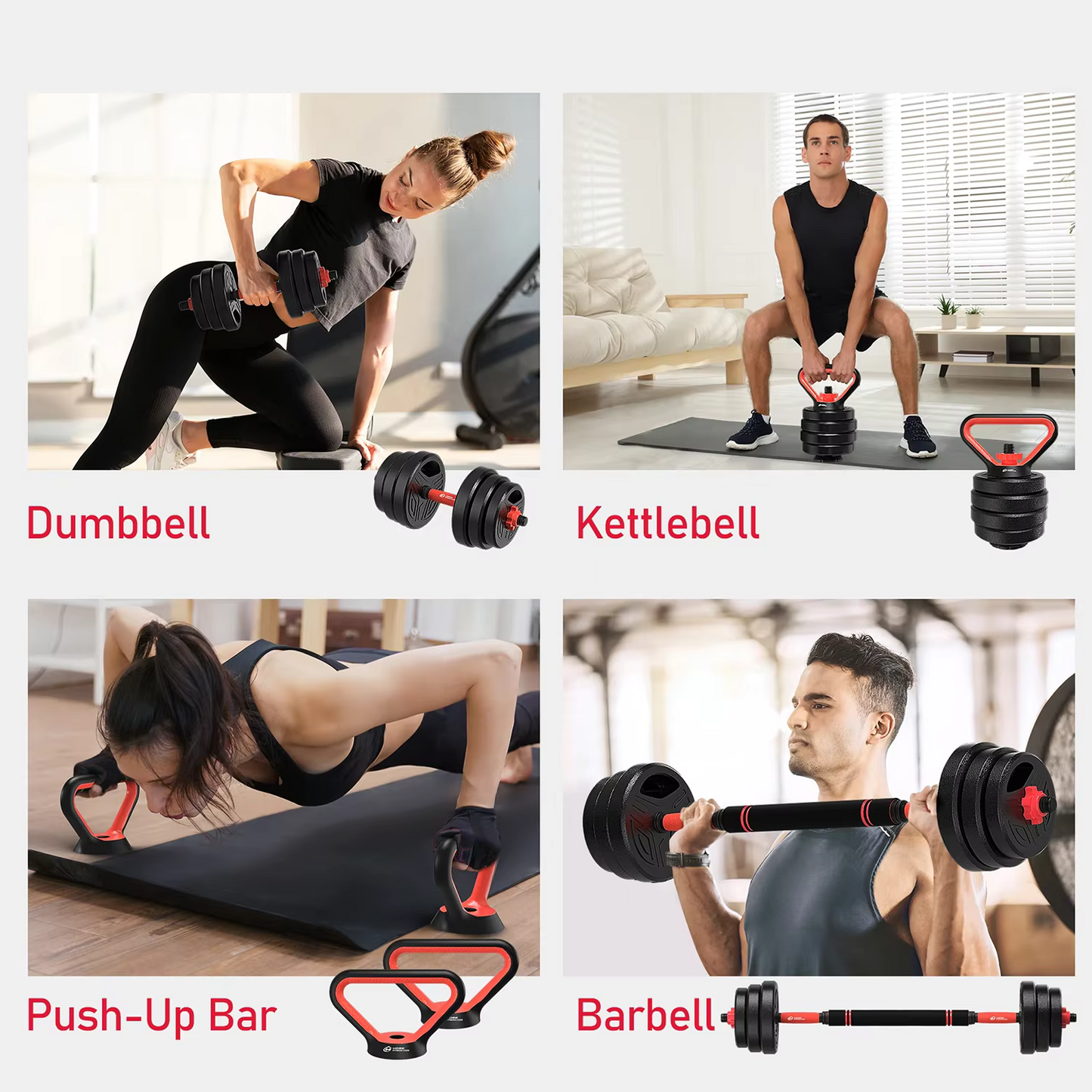 Home gym equipment set